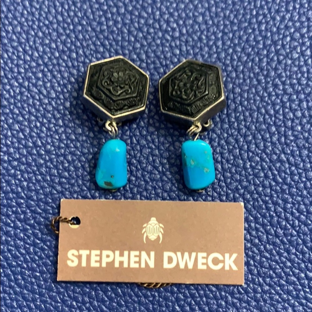 Stephen Dweck turquoise clip earrings